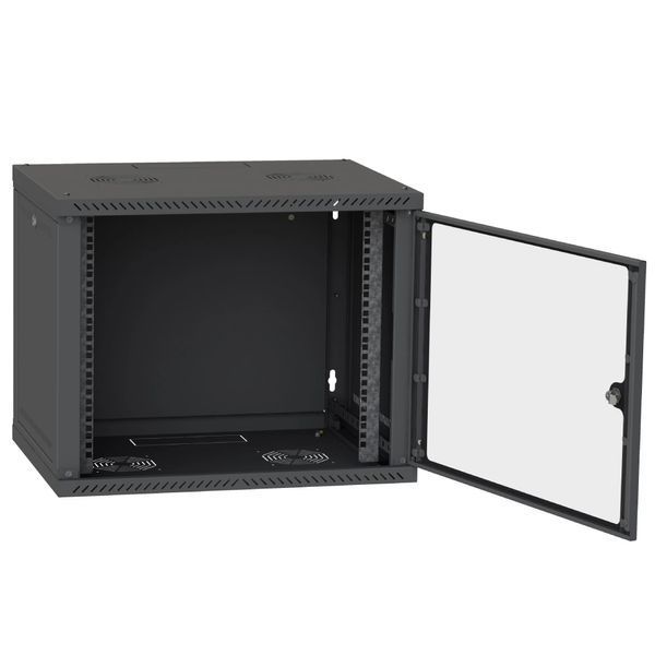 IPCOM 9U 600x600 Шкаф телекоммуникационный двери стекло (черный) 99-00017739 фото