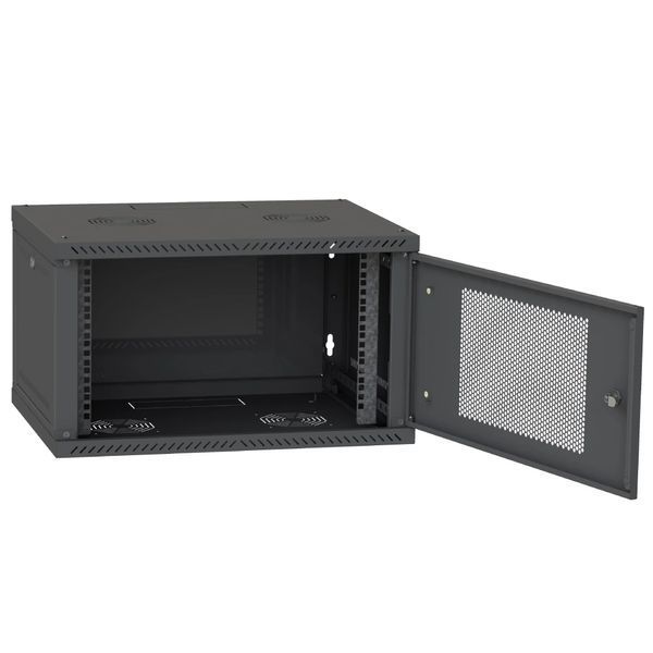 IPCOM 6U 600x450 Шафа телекомунікаційна двері перф (чорна) 112320 фото