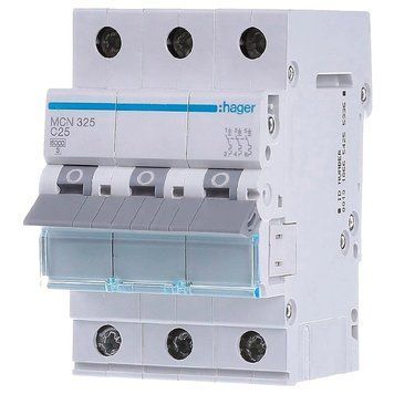 Hager MCN325 Автоматический выключатель 3P 6kA C-25A 3M 99-00016373 фото