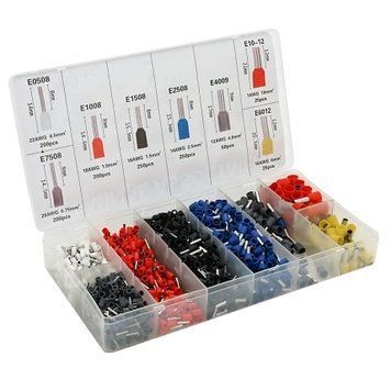 (E0508w-200, E7508g-200, E1008r-200, E1508bl-250, E2508b-250, E4009g-50, E6012y-25, E1012r-25) Набор клемм/наконечников 1200шт 99-10026183 фото