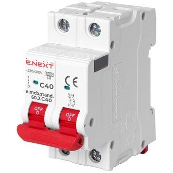 Enext e.mcb.stand.60.2.C40, 2р, 40А, C, 6кА Модульный автоматический выключатель 99-00021459 фото