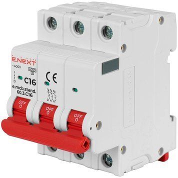 Enext e.mcb.stand.60.3.C16, 3р, 16А, C, 6кА Модульный автоматический выключатель 99-00021463 фото