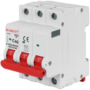 Enext e.mcb.stand.60.3.C40, 3р, 40А, C, 6кА Модульный автоматический выключатель 99-00021467 фото