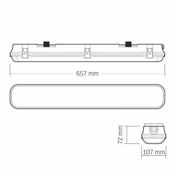 VIDEX 0,6М 220V LED світильник IP65 лінійний під лампу 2хТ8 99-00017507 фото