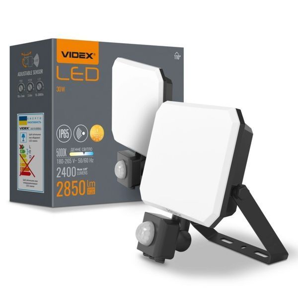 VIDEX F3 30W 5000K 220V LED прожектор з датчиком руху 99-00017493 фото