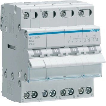 Hager SFT440 Переключатель I-0-II с общим выходом сверху, 4-пол., 40А/400В 99-00015029 фото