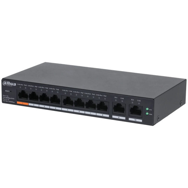 Комутатор 8 портів керований Dahua DH-CS4010-8ET-60 PoE 645 фото