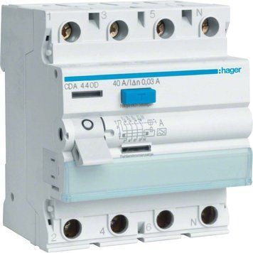 Hager CDA463D Диференційне реле 4P, 6kA, 63A, 30mA, AО: "A" 99-00016349 фото