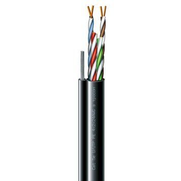 Cat. 5e U/UTP РЕ steel cord 4x2x24 AWG (k) трос (70910181) бухта 500м. Кабель витая пара ЗЗЦМ (UTP медь уличный с тросом) 99-00014482 фото