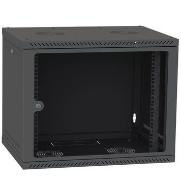 IPCOM 12U 600x600 Шафа телекомунікаційна двері скло (чорна) 99-00017728 фото