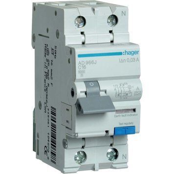 Hager 1+N С16/30mA 6кА, тип-A AD966J Дифавтомат 99-00010968 фото