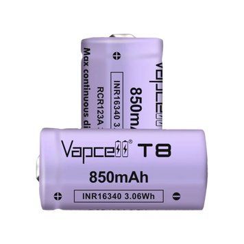 Vapcell T8 INR16340 (CR123A) 850 mah 3A, Li-ion Аккумулятор 99-00009201 фото