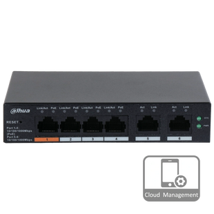 Комутатор 4 порти керований Dahua DH-CS4006-4GT-60 PoE 650 фото